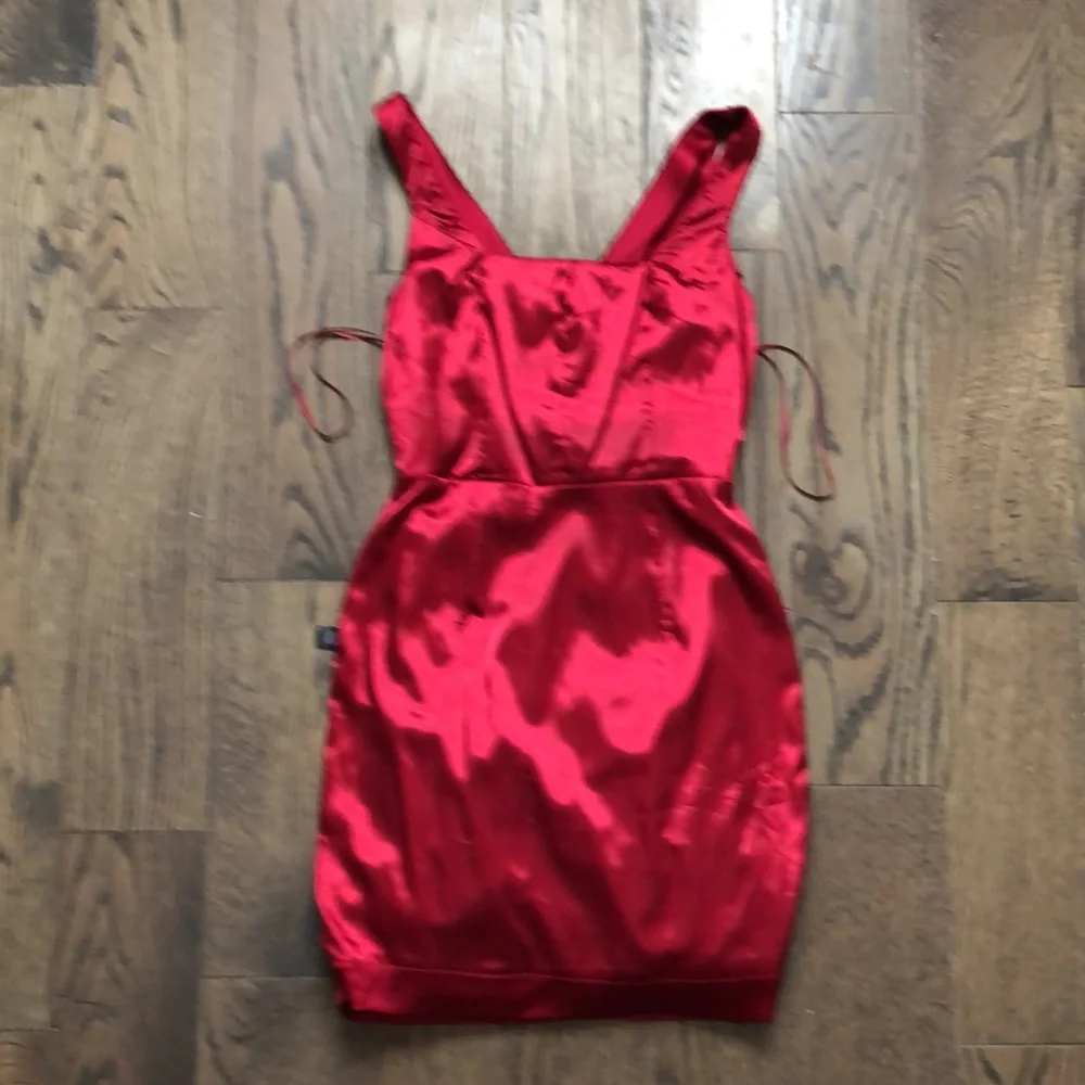 Express Silk Red Dress - Picture 5 of 8
